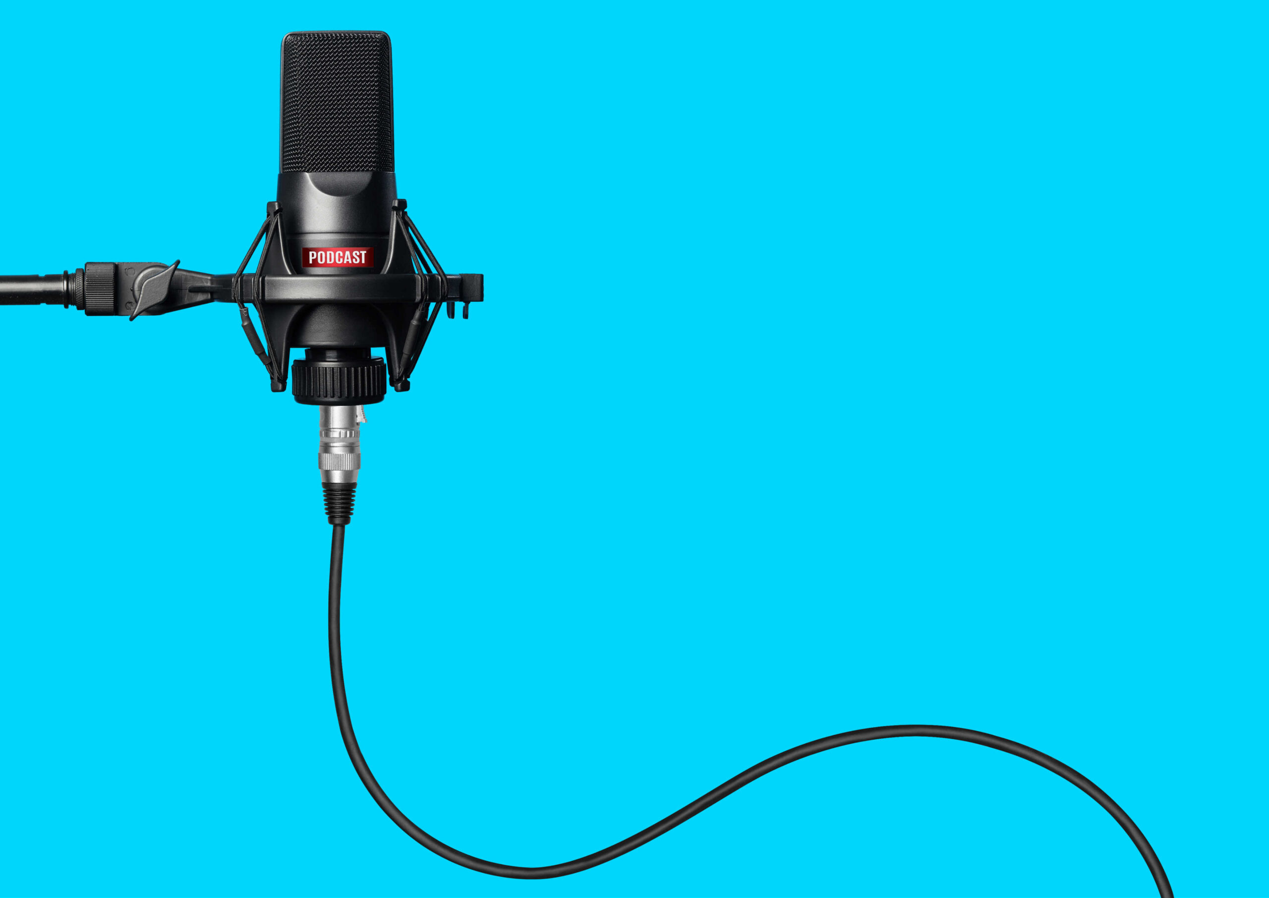 Podcast mic and blue background IBLP